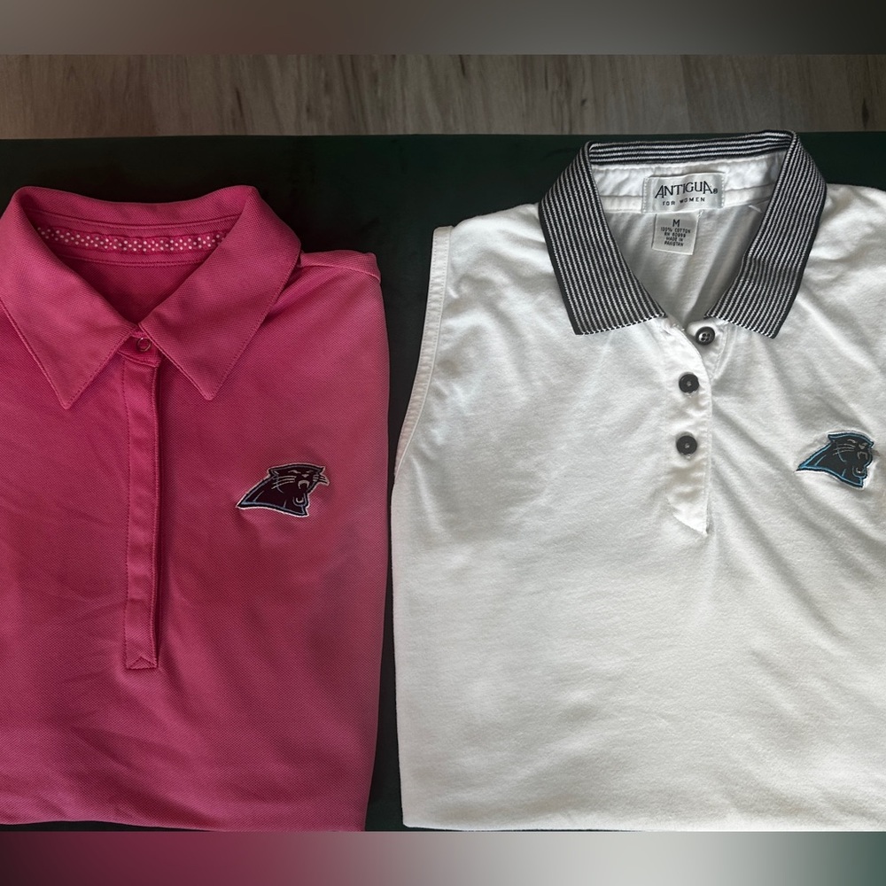Carolina Panthers Pink and White Polo Set | Antigua